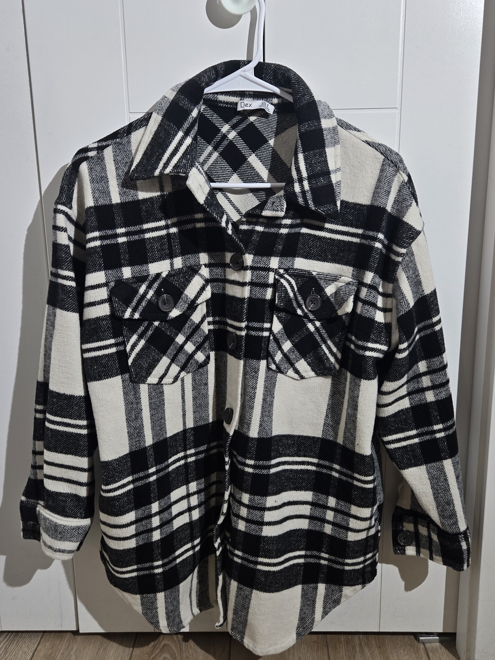 Dex Black and White Plaid Button-Up Shirt Jacket